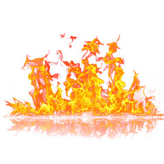 Fiery flames dance on transparent background. PNG