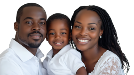 A Delightful Black Family Captured in a PNG Cutout, Set on a Transparent Background, Radiating Happiness and Love During a Family Gathering
