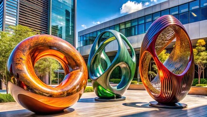 Modern sculptures captivate with bold dynamic forms merging abstract concepts and striking visuals