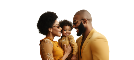 A Delightful Black Family Captured in a PNG Cutout, Set on a Transparent Background, Radiating Happiness and Love During a Family Gathering