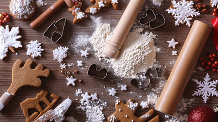 Christmas Gingerbread Cookies Baking Background