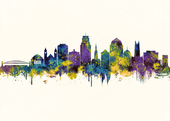 Obraz premium Durham City Skyline. Cityscape Skyscraper Buildings Landscape City Downtown Abstract Landmarks Travel Background Modern Art Architecture Business View Building Corporate