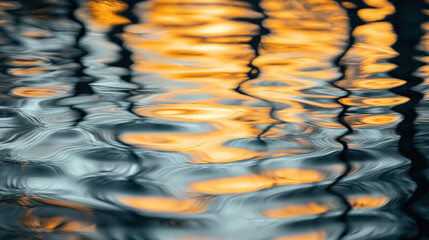 Image of Abstract close-up of water surface with orange and blue reflections creating a wavy and artistic pattern. printed on Printed Glass Splashbacks