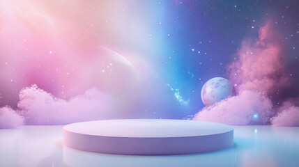 Pastel Galaxy Space Background with Product Display Stage