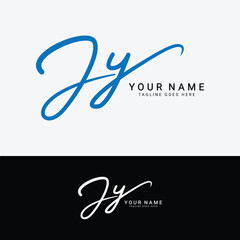 J, Y, JY Initial letter logo. Alphabet JY Handwritten Signature logo