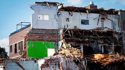 Building being demolished