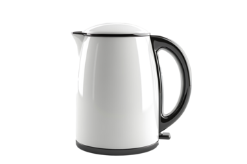white electric kettle isolated on a transparent background