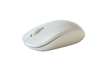 white computer mouse isolated on a transparent background