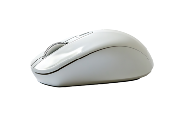 white computer mouse isolated on a transparent background