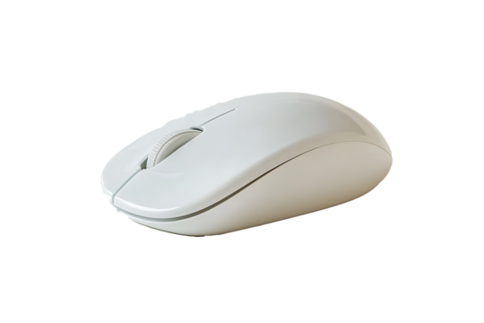 white computer mouse isolated on a transparent background