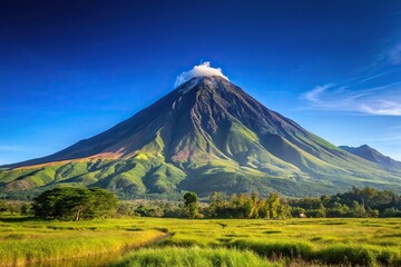 Fototapeta premium Mountain peak of Mount Apo against a clear blue sky at sunrise
