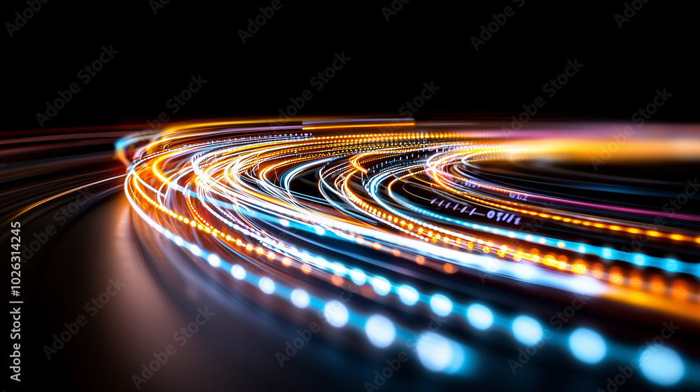 Aufkleber Dynamic light trails create mesmerizing visual effect, showcasing vibrant colors and fluid motion. This captures essence of energy and movement in captivating way