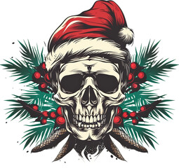 Skull in Santa hat