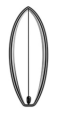 vector outline of a surfboard on a white background for a coloring book