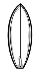 vector outline of a surfboard on a white background for a coloring book