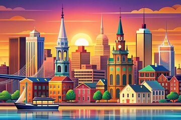 Fototapeta premium Newport City Skyline Vector Silhouette Illustration for Urban Aesthetic and Travel Enthusiasts