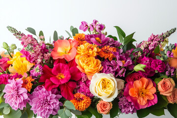 Obraz premium Vibrant Floral Arrangement on White Background