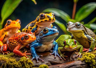 Naklejka premium Discover Fascinating Amphibians: Names, Pictures, and Unique Features of Frogs, Toads, Salamanders, and Newts