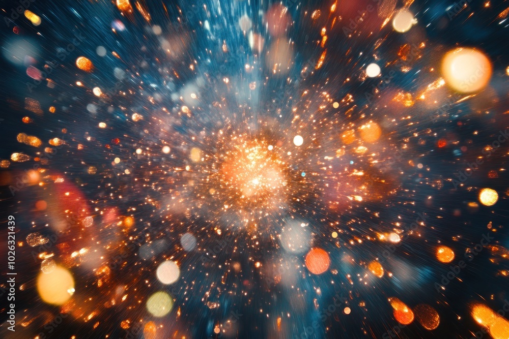 Poster abstract background with glowing bokeh lights in a burst effect.