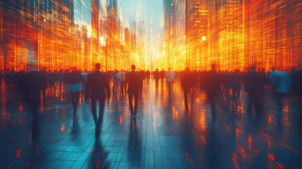 Obraz premium dynamic abstract motion blur image conveying energy and innovation, blending vibrant colors to symbolize progress, creativity, and the fast-paced nature of modern business environments