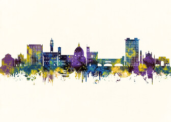 Obraz premium Florence Italy City Skyline. Cityscape Skyscraper Buildings Landscape City Downtown Abstract Landmarks Travel Background Modern Art Architecture Business View Building Corporate