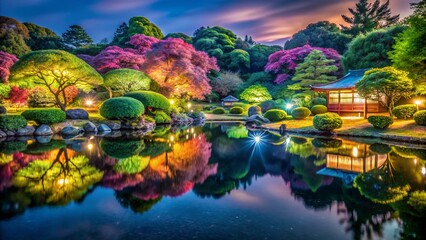 Fototapeta premium Discover Shinjuku National Garden's Serene Beauty and Lush Landscapes in Tokyo's Urban Oasis for Nature Lovers and