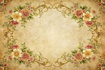 Ornate textured background with floral frame for invitations or artistic displays