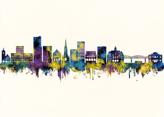 Obraz premium Freiburg City Skyline. Cityscape Skyscraper Buildings Landscape City Downtown Abstract Landmarks Travel Background Modern Art Architecture Business View Building Corporate