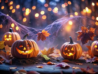 Spooky Halloween Night with Bokeh Effects and Eerie Atmosphere