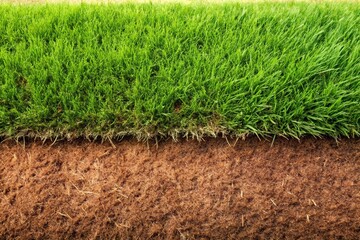 Panoramic patchy brown and green grass field