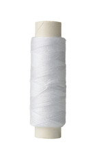 Front view of white sewing thread spool