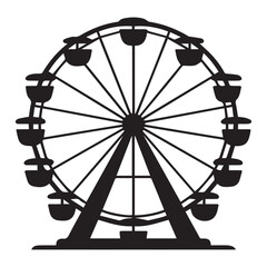 Ferris Wheel Silhouette – Amusement Park Ride Vector Icon Symbol Illustration isolated on white transparent background