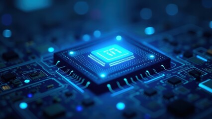 Futuristic Microchip on Circuit Board