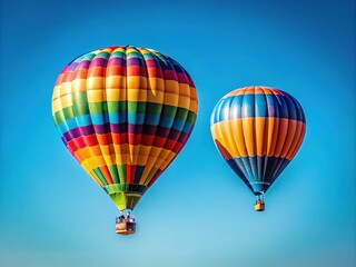 Naklejka premium Vertical Alignment of Two Hot Air Balloons in a Minimalist Sky Setting