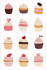 A minimalist illustration featuring a variety of different desserts, designed in a clean and simple style reminiscent of modern web design.