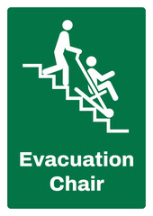 OSHA/ANSI emergency and first aid safety signs sentence case text_evacuation chair._portrait size a4/a3/a2/a1	
