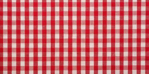Red and white checkered tablecloth texture viewed from above
