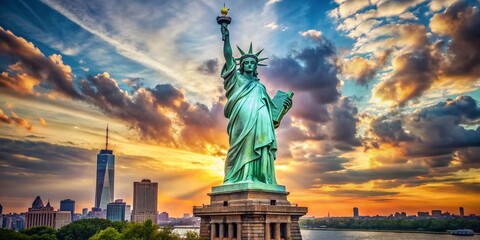 Obraz premium Embracing America’s Freedom: Symbols of Liberty, Independence, and Patriotism in the Land of Opportunity