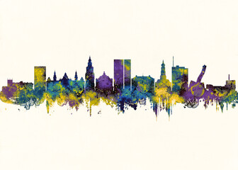 Fototapeta premium Groningen City Skyline. Cityscape Skyscraper Buildings Landscape City Downtown Abstract Landmarks Travel Background Modern Art Architecture Business View Building Corporate