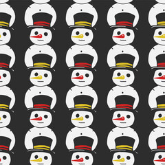 Seamless Christmas cute snowmans vector pattern for festive design