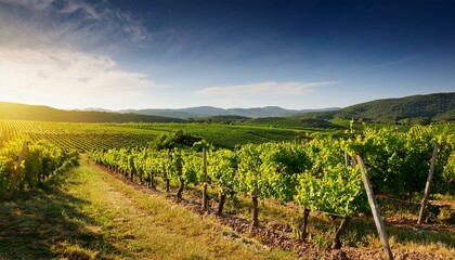 Naklejka premium beautiful sunny vineyards landscape