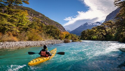 kayaker descending the futaleufu river a class 5 river in patagonia
