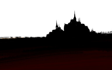 Naklejka premium silhouette of the royal castle building on a white background