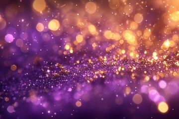 Abstract luxury Christmas background, purple and gold, bokeh effects and sparkles