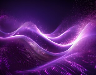 purple abstract background with glowing particles wave and lines