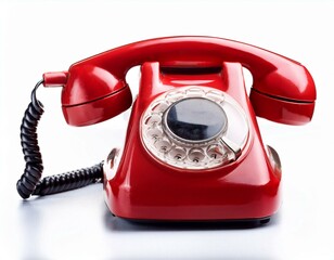 red retro telephone handset isolated on white background