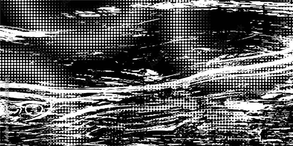 Poster otted pattern in halftone theme. curved and twisted abstract gradients.