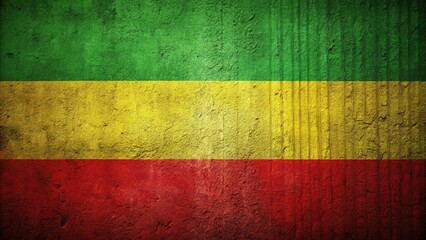 Reggae background reflected in green, yellow, and red on a wall