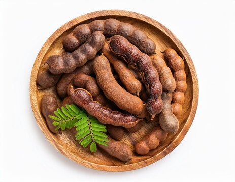 tamarind tropical fruits isolated on white background fresh ripe dryed tamarind fruits tamarindus indica indian date healthy vegan food top view flat lay