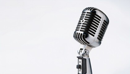 Fototapeta premium vintage silver microphone isolated on white background